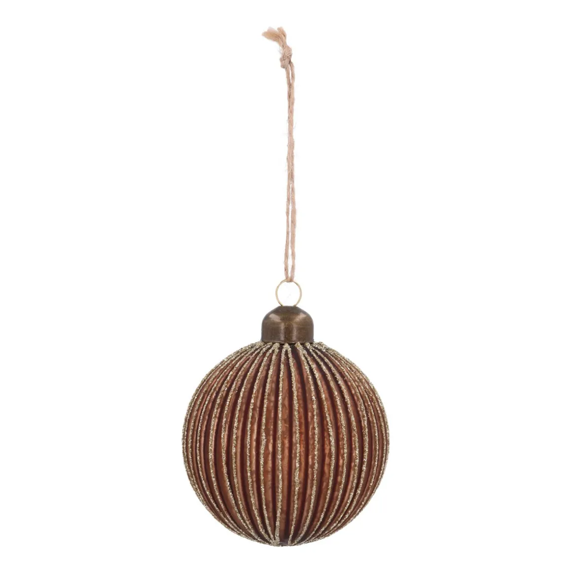 Luxurious Brown Christmas Bauble With Matte Finish And Glitters