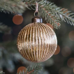 Luxurious Taupe Christmas Bauble With Matte Finish And Glitters