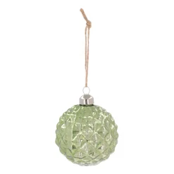 Luxury Antique Geometric Bauble | Glass | Green-Gold | 10cm