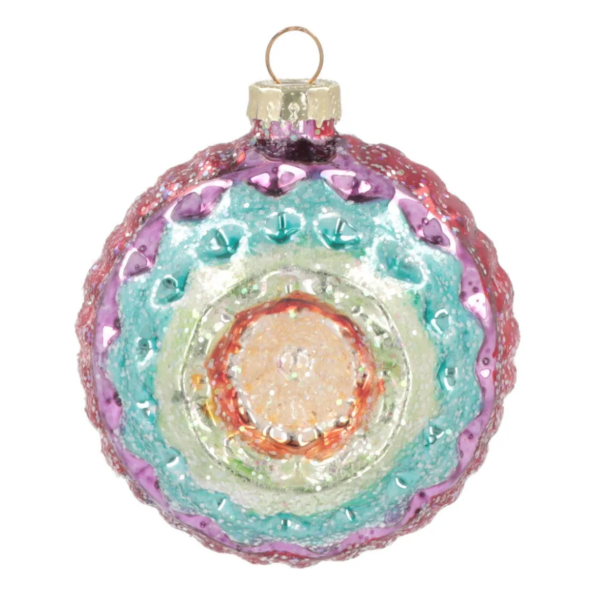 Luxury Bauble With Reflector | Glass | Multi | 8cm