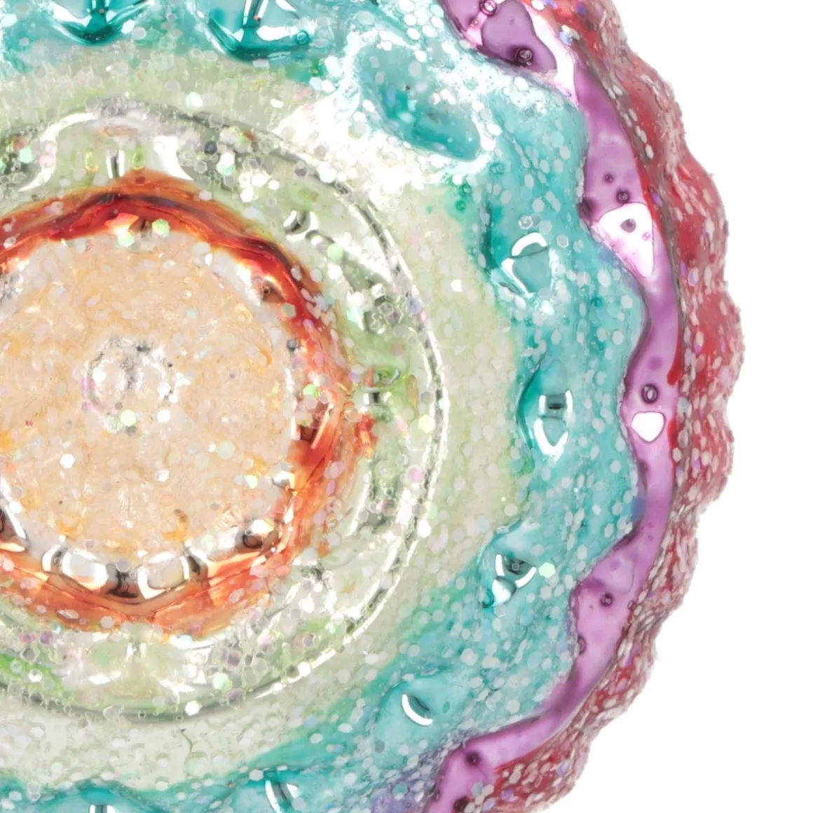 Luxury Bauble With Reflector | Glass | Multi | 8cm