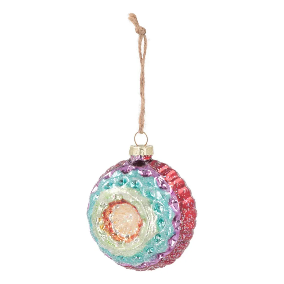 Luxury Bauble With Reflector | Glass | Multi | 8cm