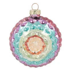 Luxury Bauble With Reflector | Glass | Multi | 8cm