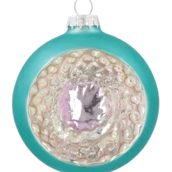 Luxury Bauble With Reflector | Glass | Teal Blue | 8cm