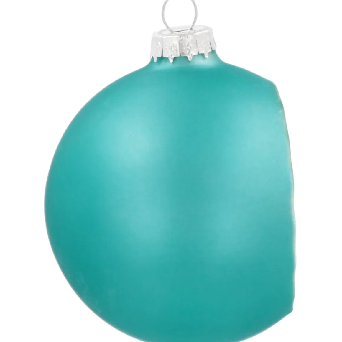 Luxury Bauble With Reflector | Glass | Teal Blue | 8cm