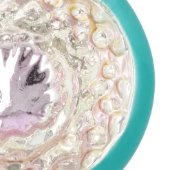 Luxury Bauble With Reflector | Glass | Teal Blue | 8cm