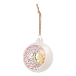 Luxury Bauble With Reflector | Glass | Silver | 8cm