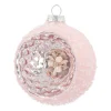 Luxury Bauble With Reflector | Glass | Pink | 8cm