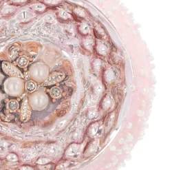Luxury Bauble With Reflector | Glass | Pink | 8cm
