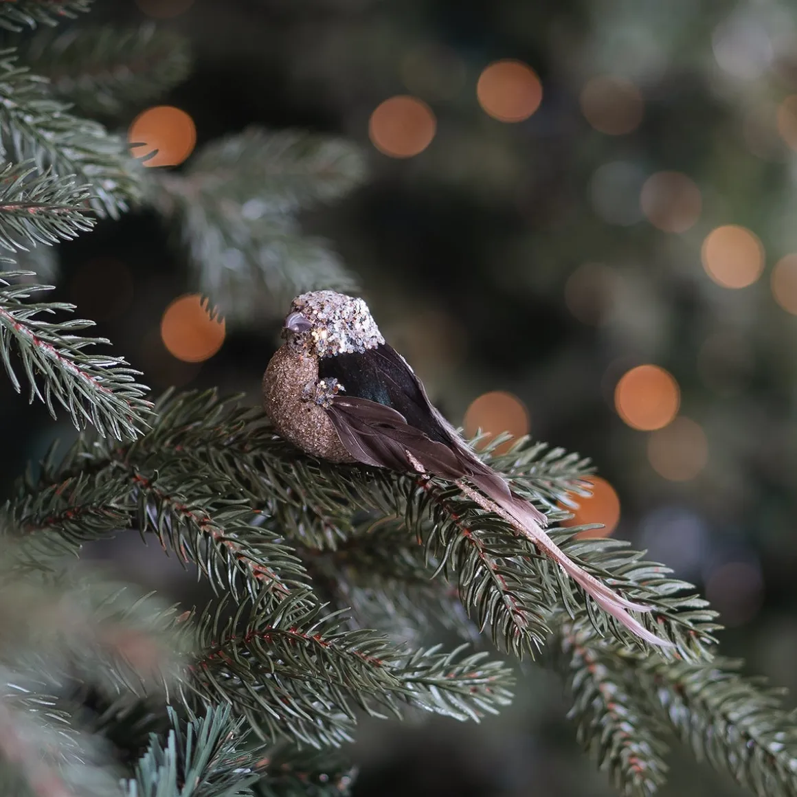 Luxury Bird On Clip | Taupe-pink | Real Feathers | 16cm