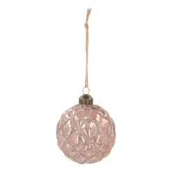 Luxury Checkered Bauble | Glass | Antique Pink | 8cm