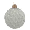 Luxury Christmas Bauble Matte With Relief Check Pattern | Cottage-Green | Glass | 8cm