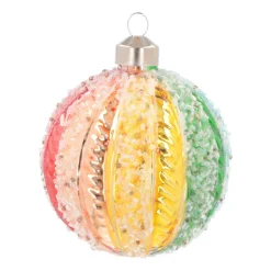Luxury Christmas Bauble With Pearls & Glitter | Glass | Multicolor | 8cm