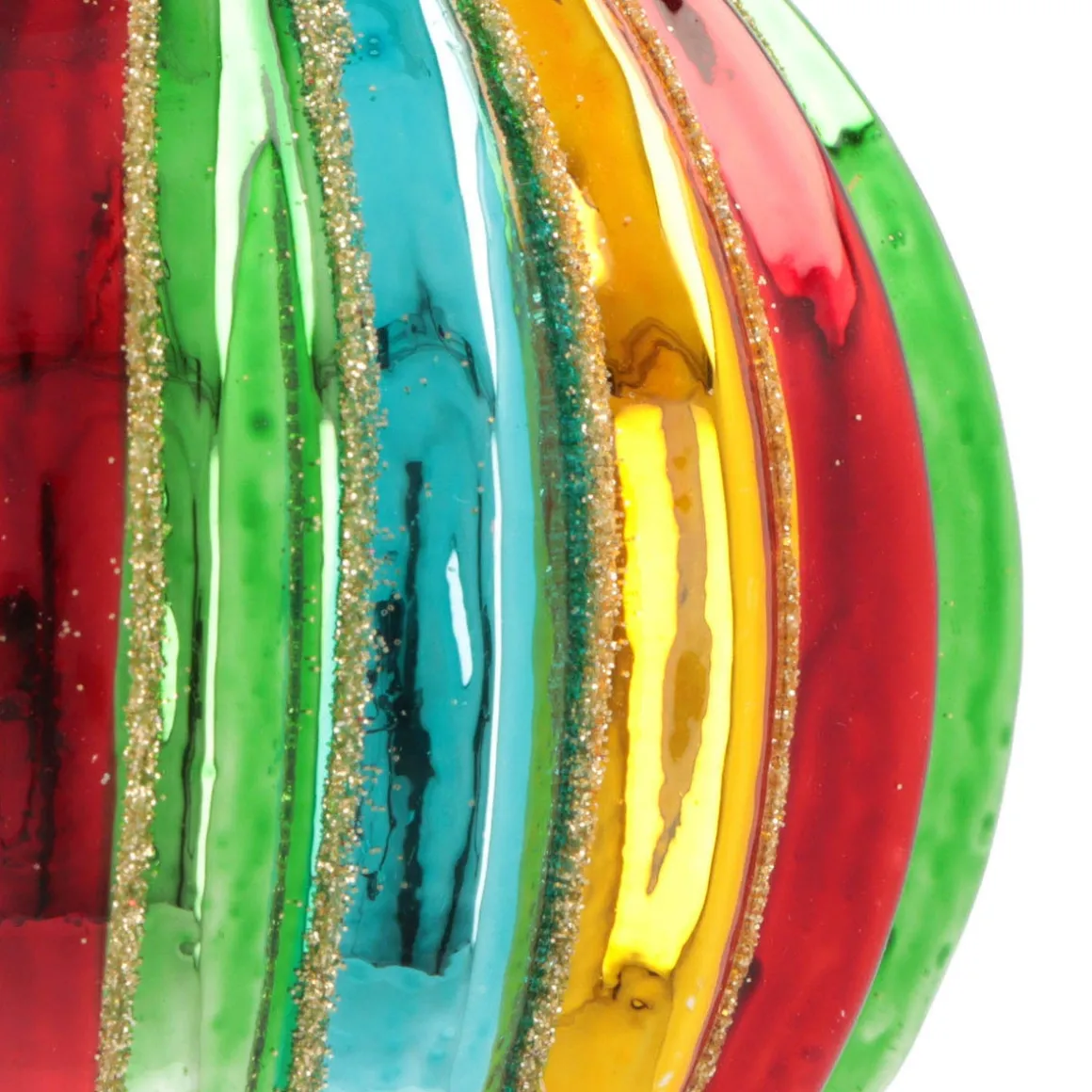 Luxury Christmas Bauble With Vertical Relief | Glass | Multi | 10cm