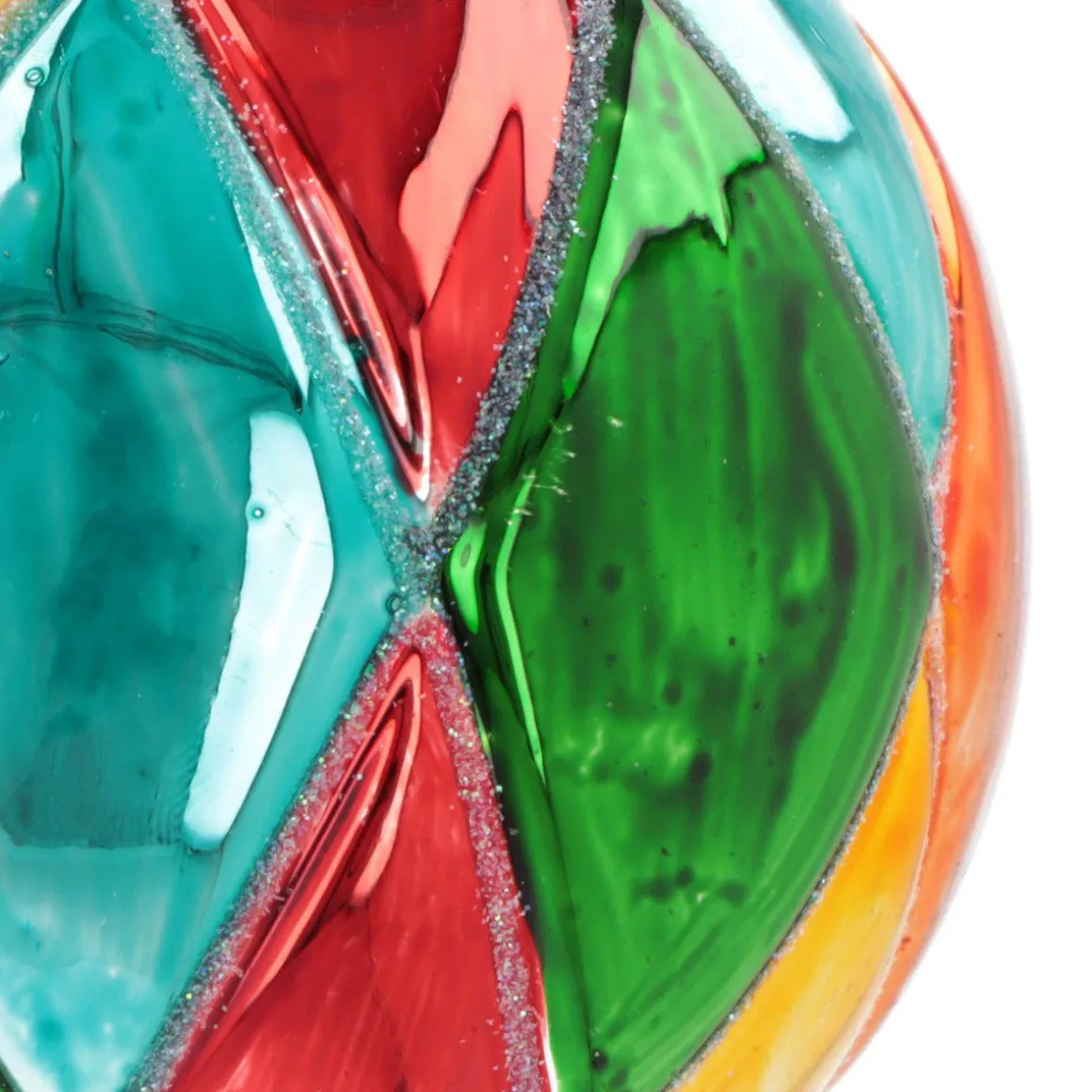 Luxury Christmas Bauble With Diamond Pattern | Glass | Multi | 10cm