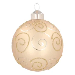 Luxury Christmas Bauble With Curl | Light Gold | Matte | Glass | 8 Cm
