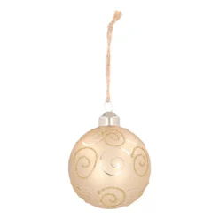 Luxury Christmas Bauble With Curl | Light Gold | Matte | Glass | 8 Cm