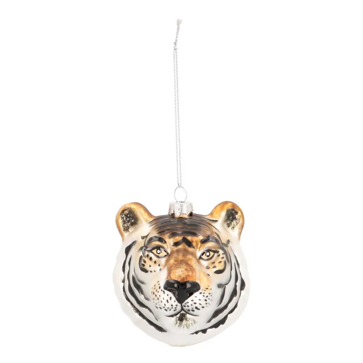 Luxury Christmas Hanger Tiger Head 10 Cm Brown