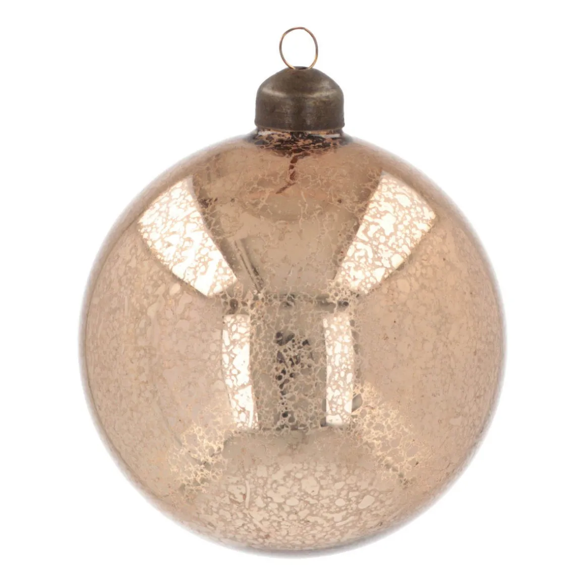 Luxury Craquelé Bauble | Glass | Champagne | 10cm