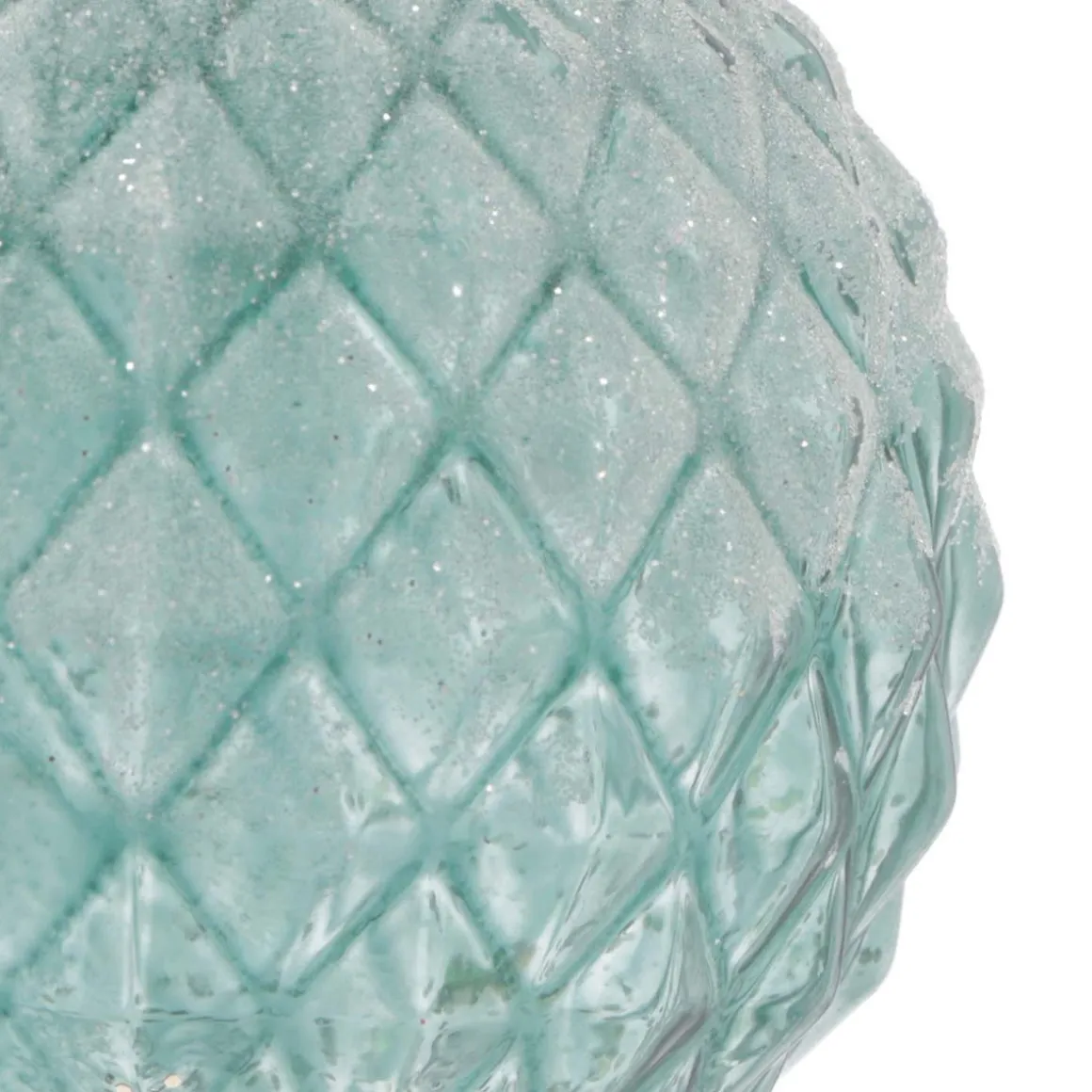 Luxury Frost Diamond Pattern Bauble | Glass | Blue | 8cm