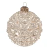 Luxury Geometric Craquelé Bauble | Glass | Champagne | 10cm
