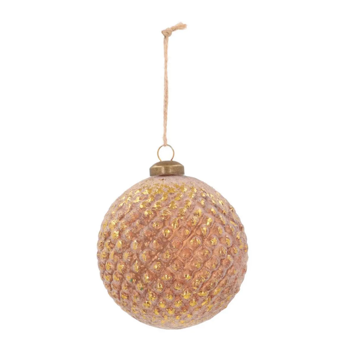 Luxury Glass Christmas Bauble With Relief 10 Cm Taupe