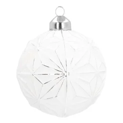 Luxury Glass Christmas Bauble Geometric Snowflakes 8 Cm White