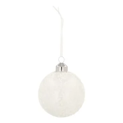 Luxury Glass Christmas Bauble Ice Flowers 8 Cm Milk White