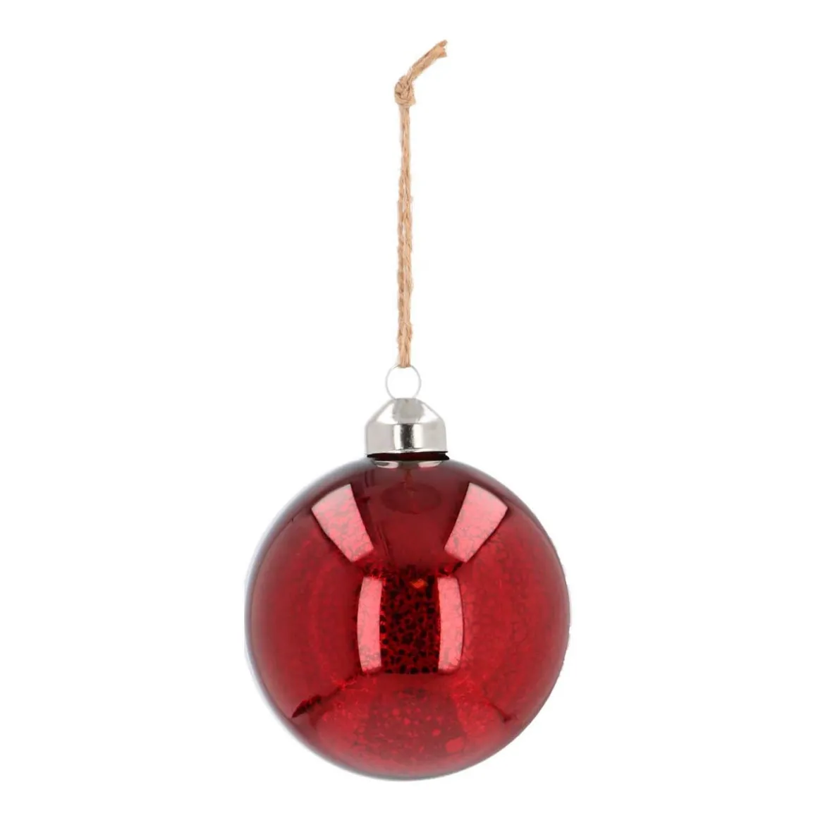 Luxury Glass Christmas Bauble With Mercury Effect 10 Cm Red