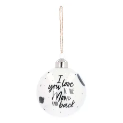 Luxury Glass Printed Christmas Babule 8 Cm ''I Love You To The Moon And Back''