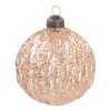 Luxury Transparent Christmas Bauble With Glitter Stripes | Bronze | Glass | 8cm
