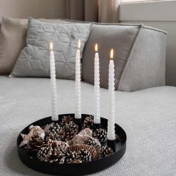 Magnetic Candle Tray | Ø 30 Cm | Matt Black | Including Candle Holders
