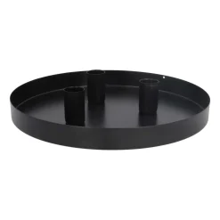Magnetic Candle Tray | Ø 25 Cm | Matte Black | Includes Candle Holders