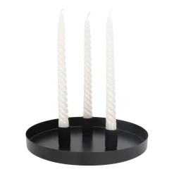 Magnetic Candle Tray | Ø 25 Cm | Matte Black | Includes Candle Holders
