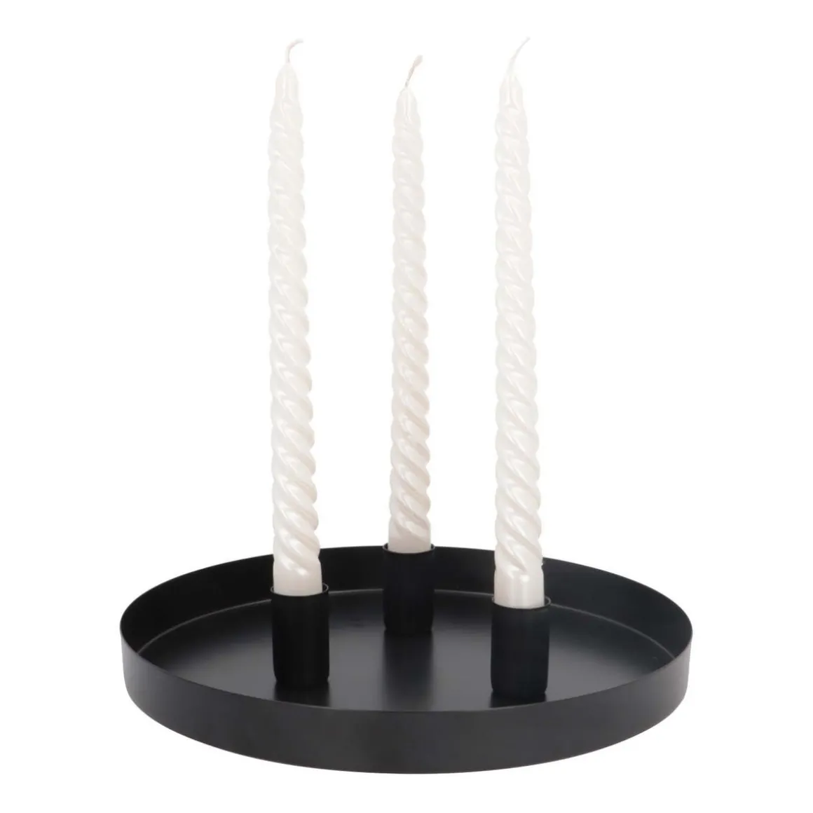Magnetic Candle Tray | Ø 25 Cm | Matte Black | Includes Candle Holders