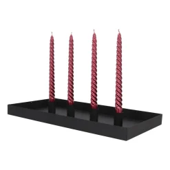 Magnetic Candle Tray | 42x22 Cm | Matt Black | Including Candle Holders