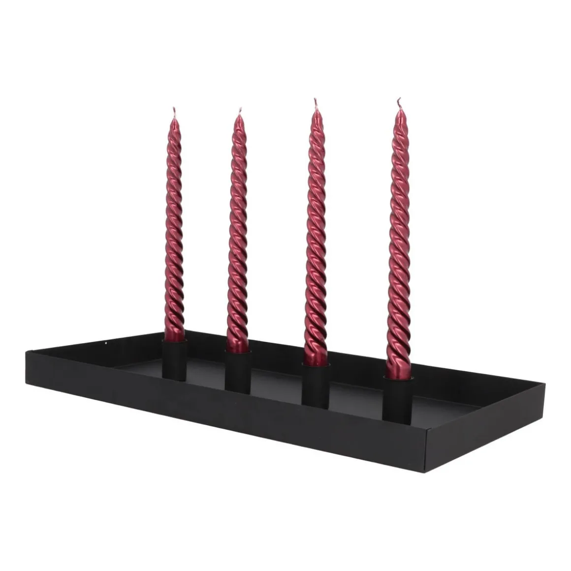 Magnetic Candle Tray | 42x22 Cm | Matt Black | Including Candle Holders