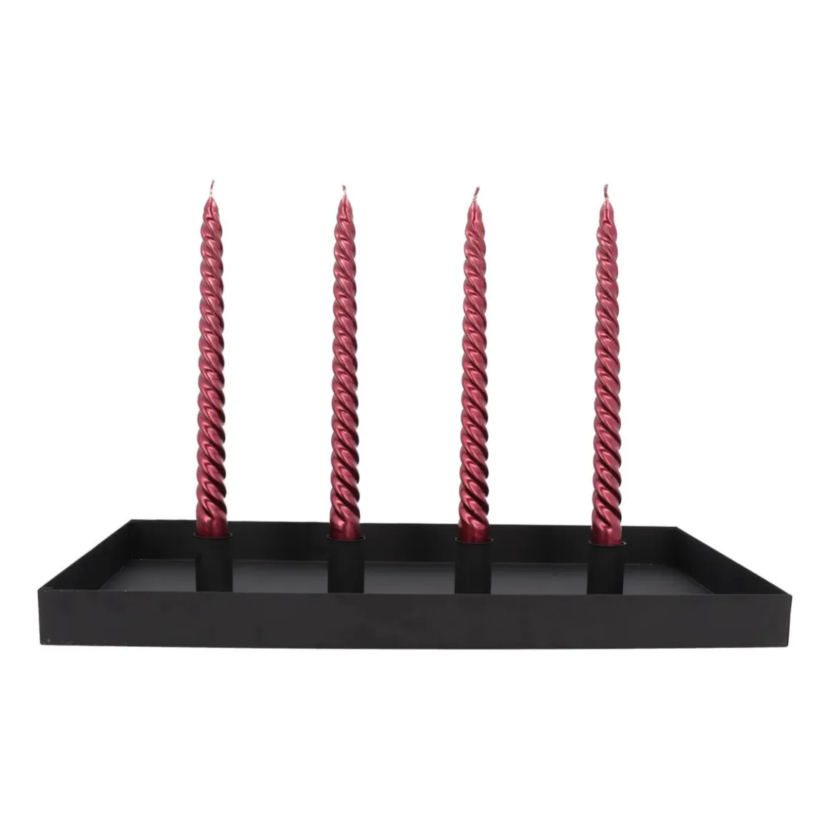 Magnetic Candle Tray | 42x22 Cm | Matt Black | Including Candle Holders
