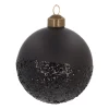 Matte Black Christmas Bauble With Black Glitter Dip