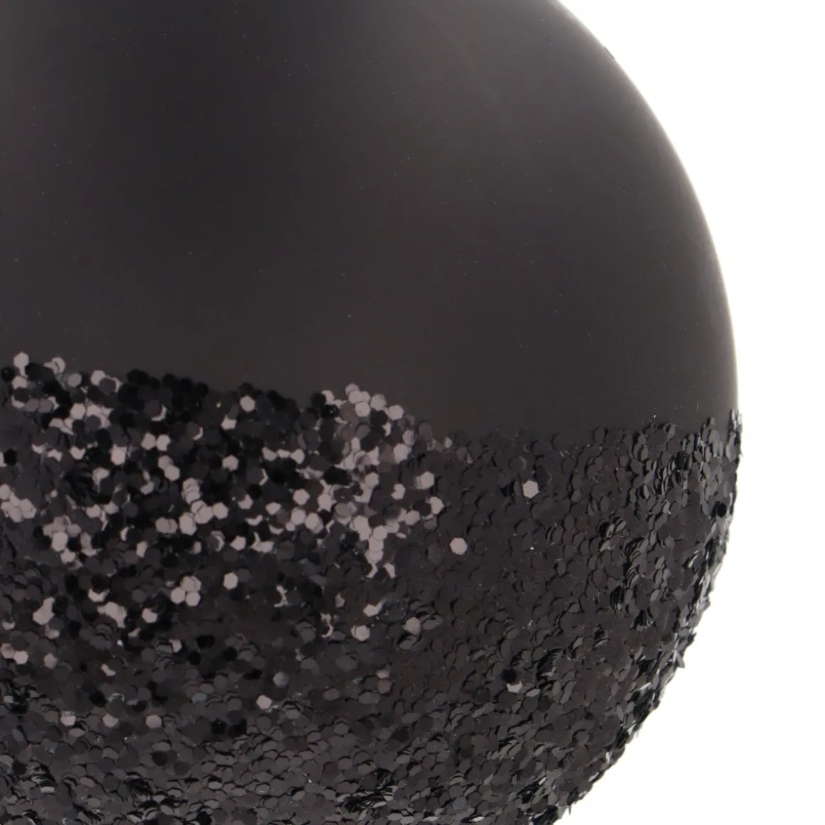 Matte Black Christmas Bauble With Black Glitter Dip