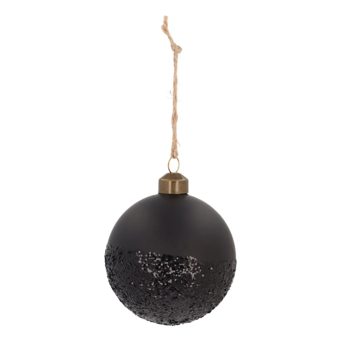 Matte Black Christmas Bauble With Black Glitter Dip