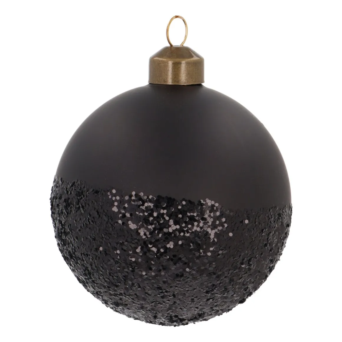 Matte Black Christmas Bauble With Black Glitter Dip