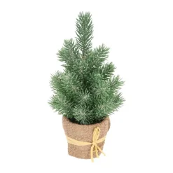 Mini Christmas Tree With Frost And Jute Base 24 Cm
