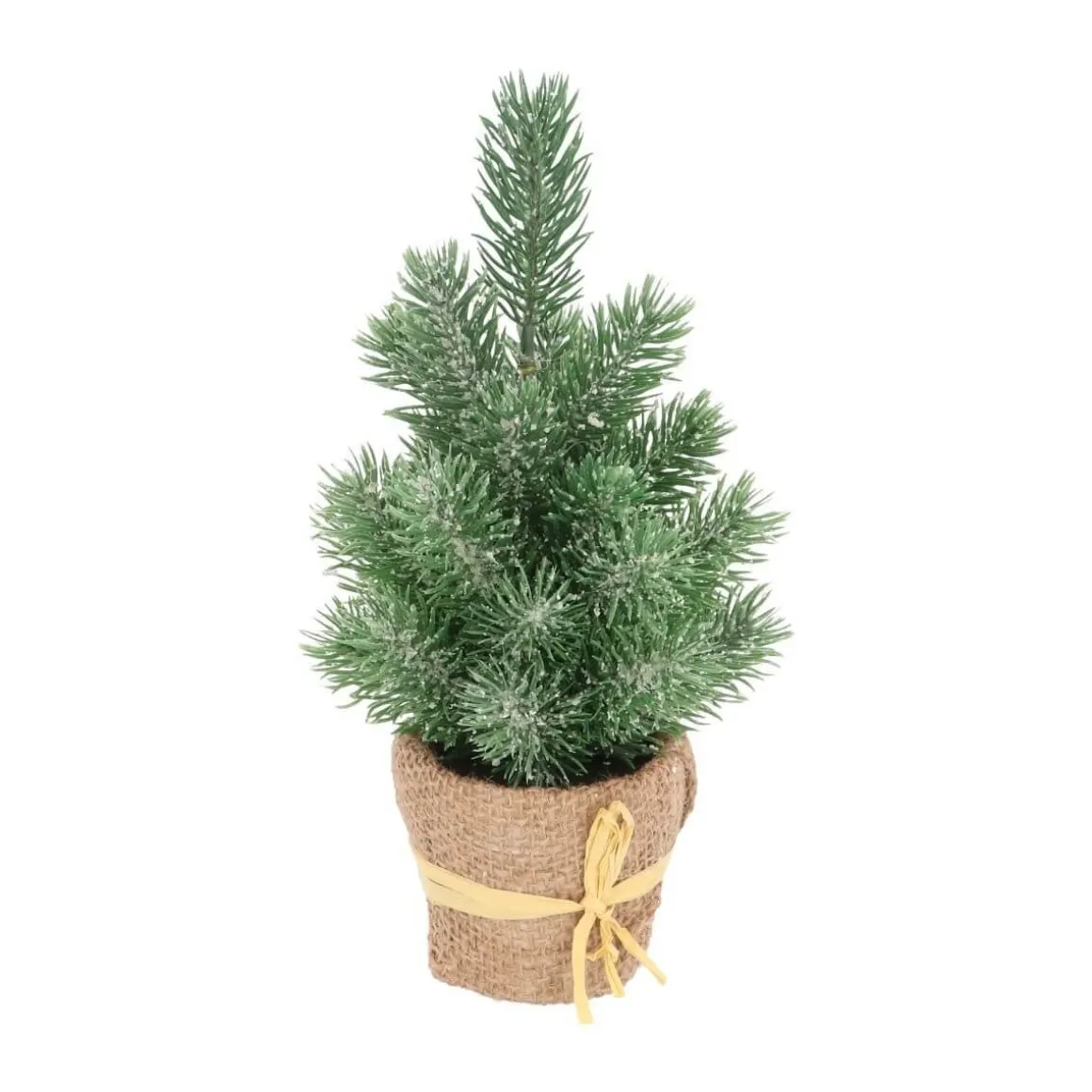 Mini Christmas Tree With Frost And Jute Base 24 Cm