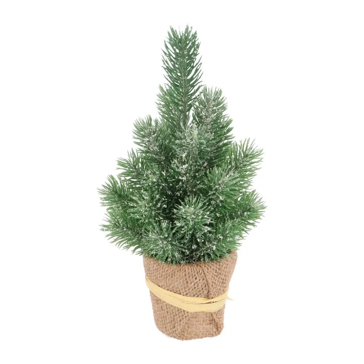 Mini Christmas Tree With Frost And Jute Base 24 Cm
