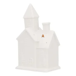 Miniature Church With LED | Porcelain | 21cm | White