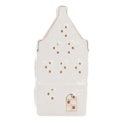 Miniature House With LED | Porcelain | 18cm | White