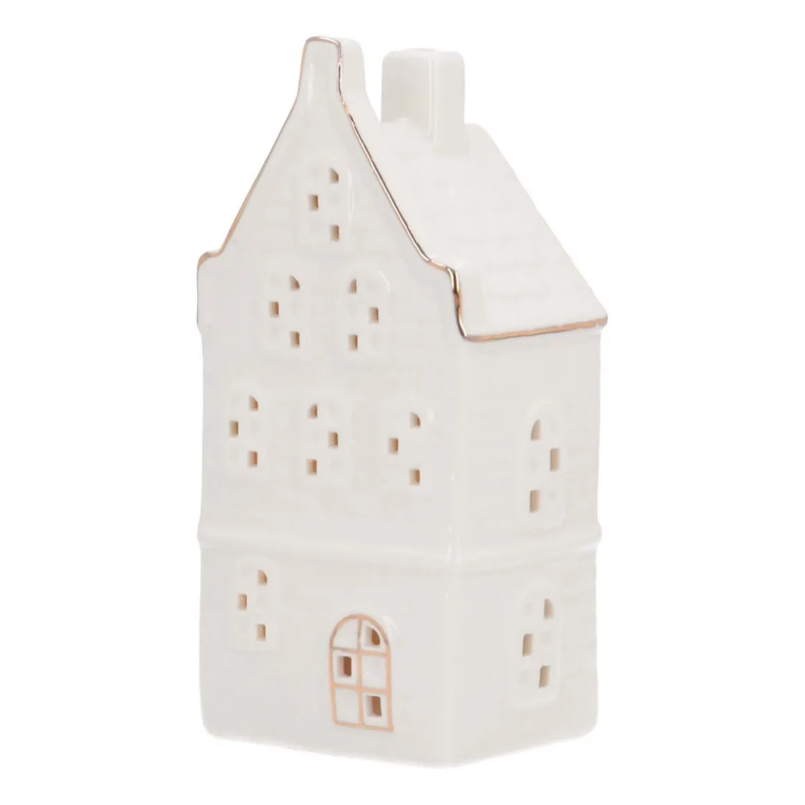Miniature House With LED | Porcelain | 18cm | White