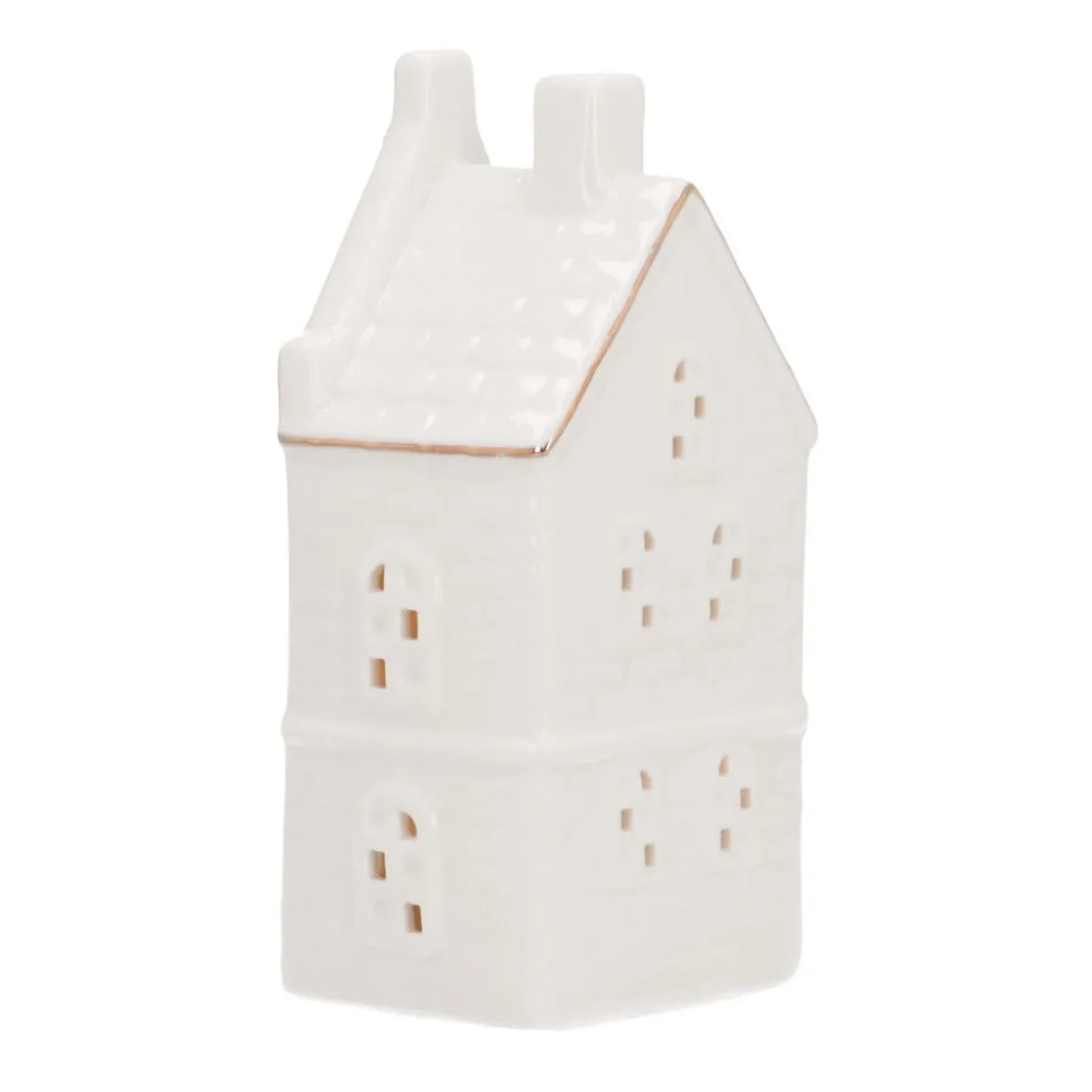 Miniature House With LED | Porcelain | 18cm | White