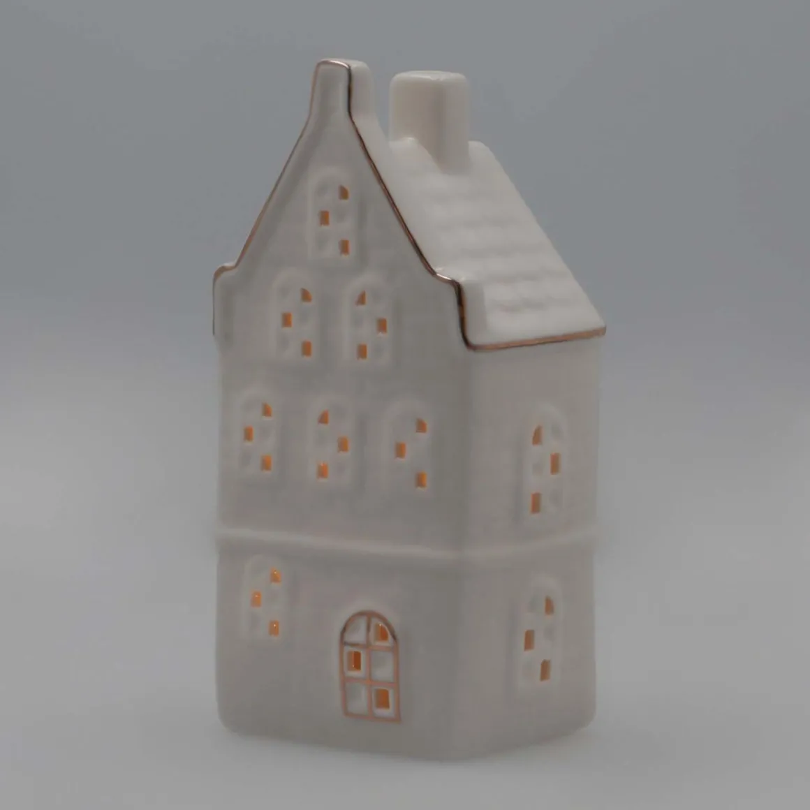 Miniature House With LED | Porcelain | 18cm | White